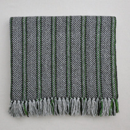 Handwoven in Edmonton, multi-tone wool blanket, herringbone weave, sustainable wool throw

