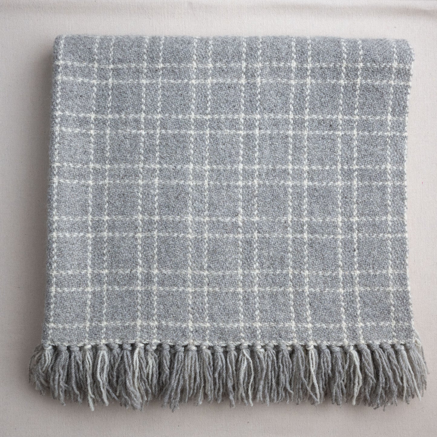  Alberta wool textile in grey wool, minimalist handwoven throw
